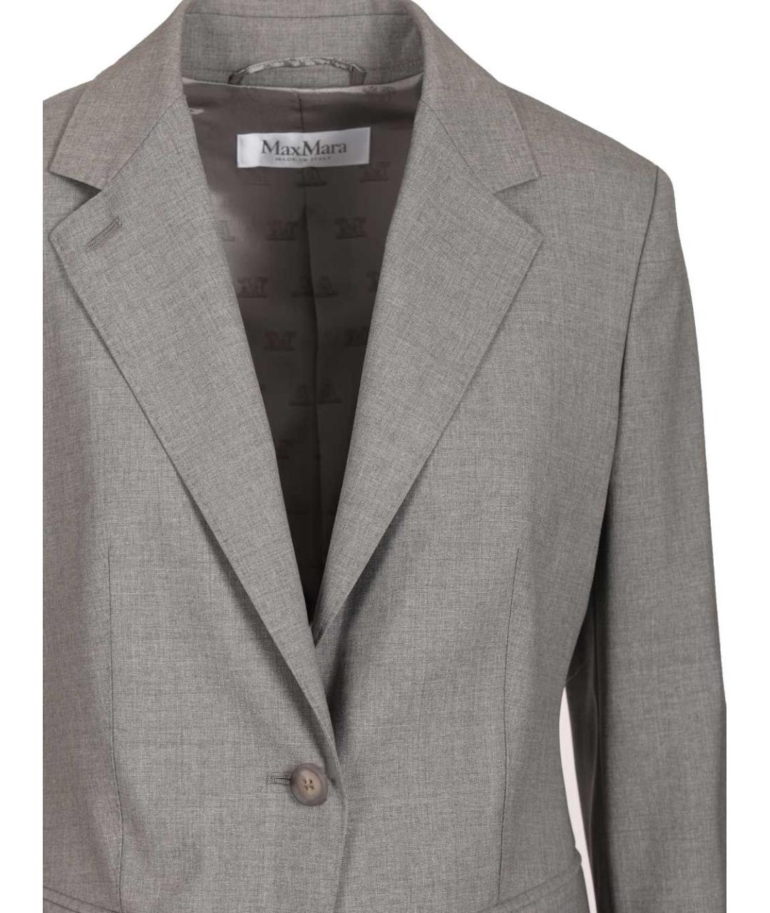 MAX MARA Серый шерстяной жакет/пиджак, фото 4