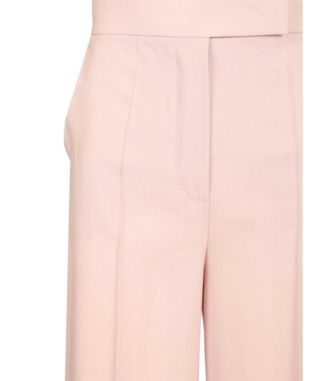MAX MARA Розовые шерстяные прямые брюки, фото 4