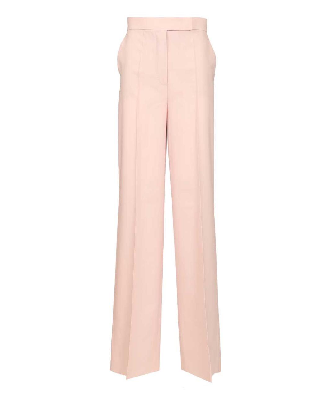 MAX MARA Розовые шерстяные прямые брюки, фото 1