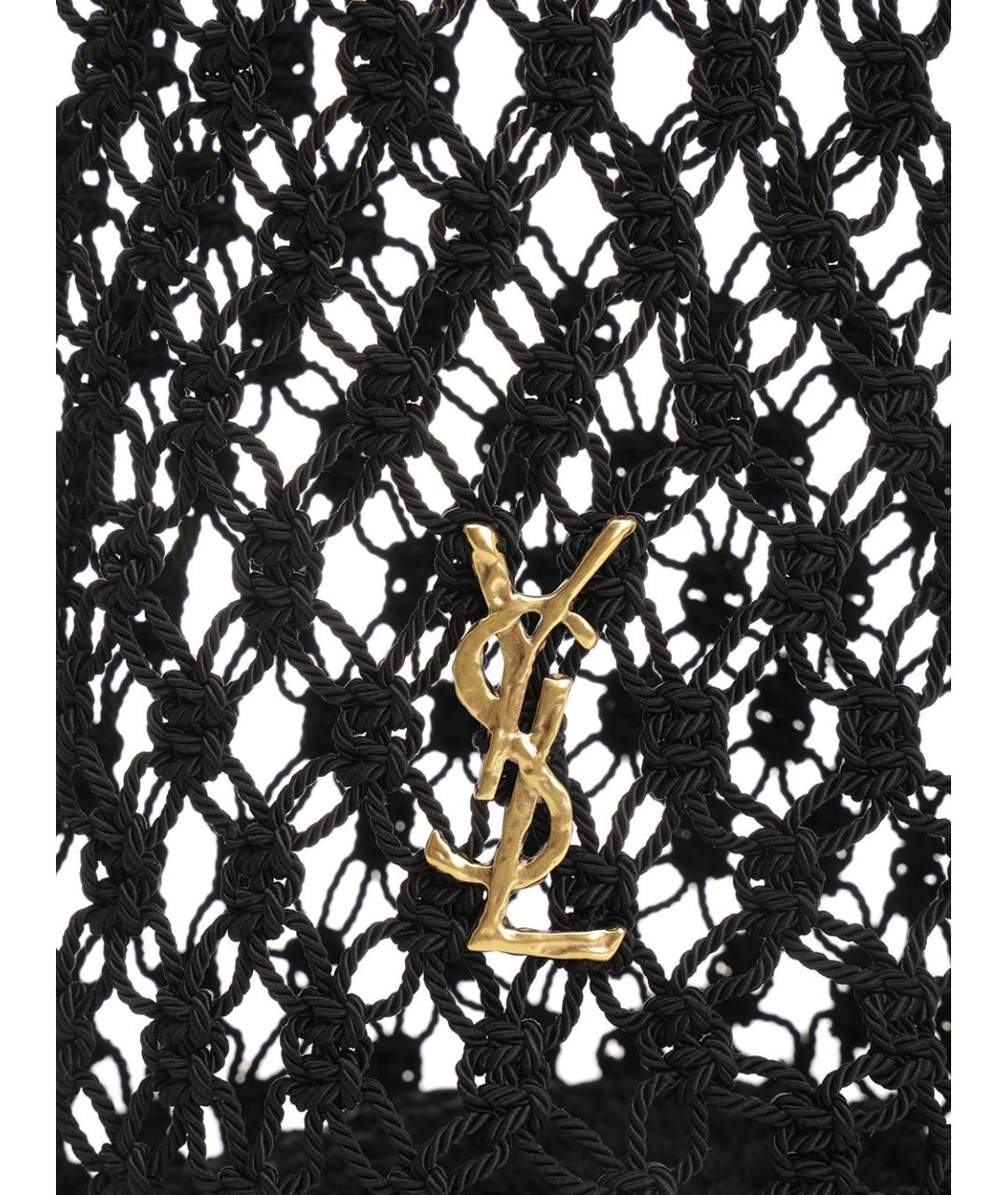 SAINT LAURENT Черная пелетеная сумка тоут, фото 5