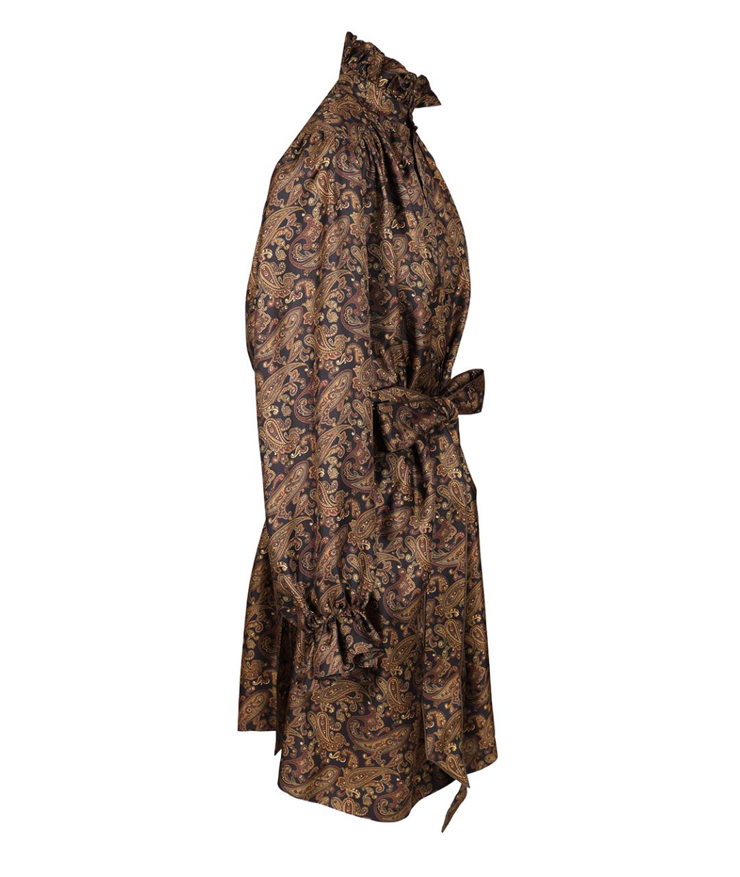 SAINT LAURENT Коричневое шелковое коктейльное платье, фото 3