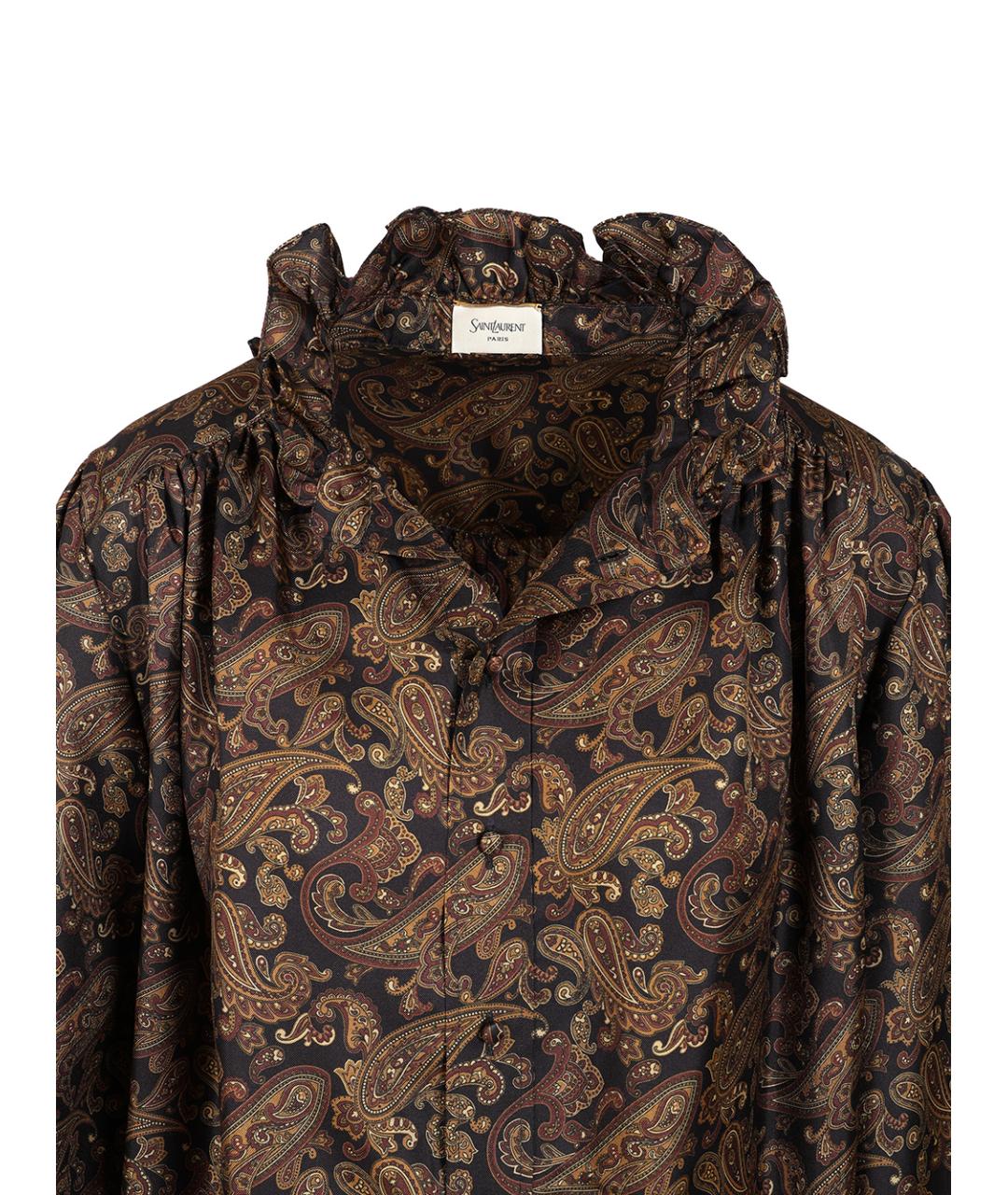 SAINT LAURENT Коричневое шелковое коктейльное платье, фото 4