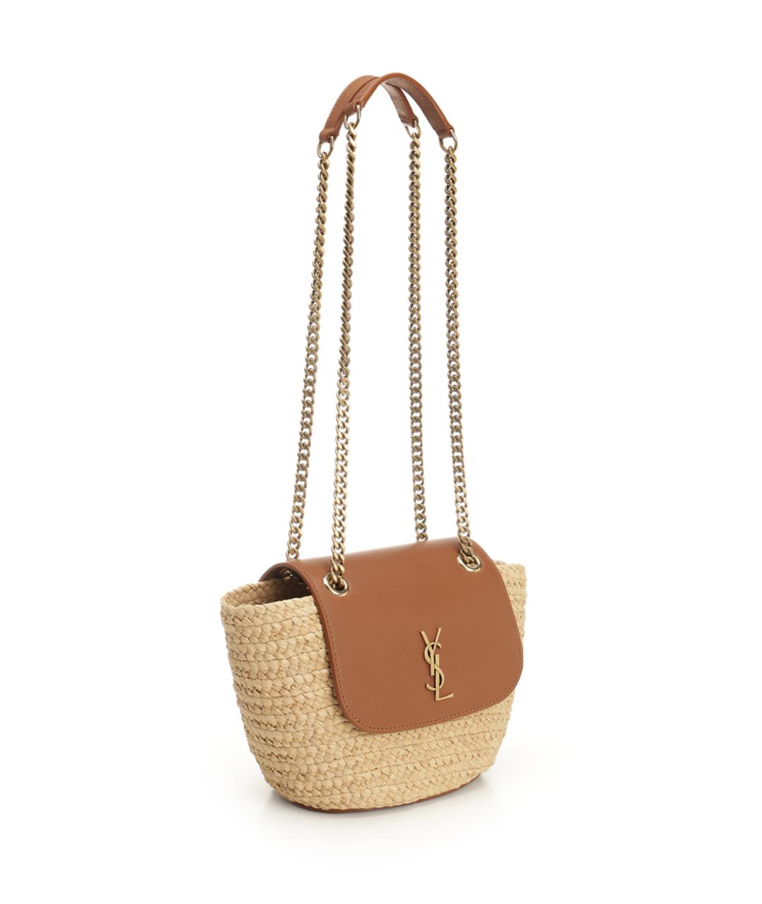 SAINT LAURENT Бежевая пелетеная сумка через плечо, фото 2