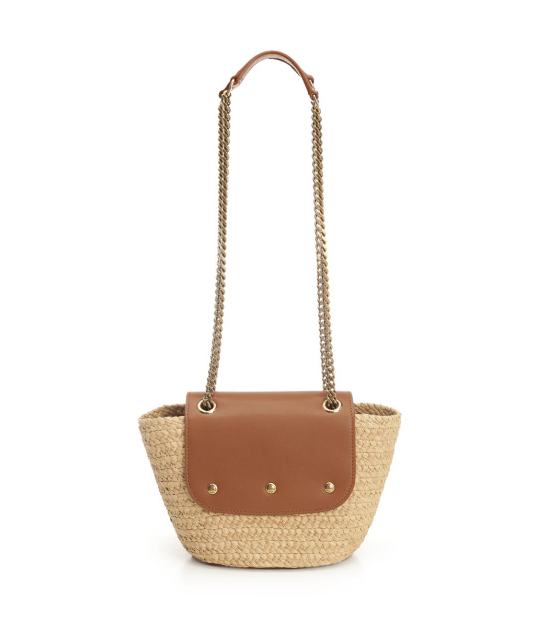 SAINT LAURENT Бежевая пелетеная сумка через плечо, фото 3