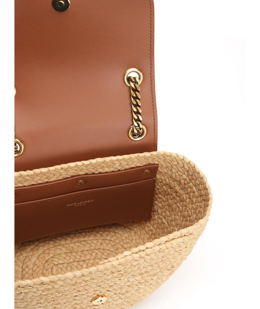 SAINT LAURENT Бежевая пелетеная сумка через плечо, фото 4