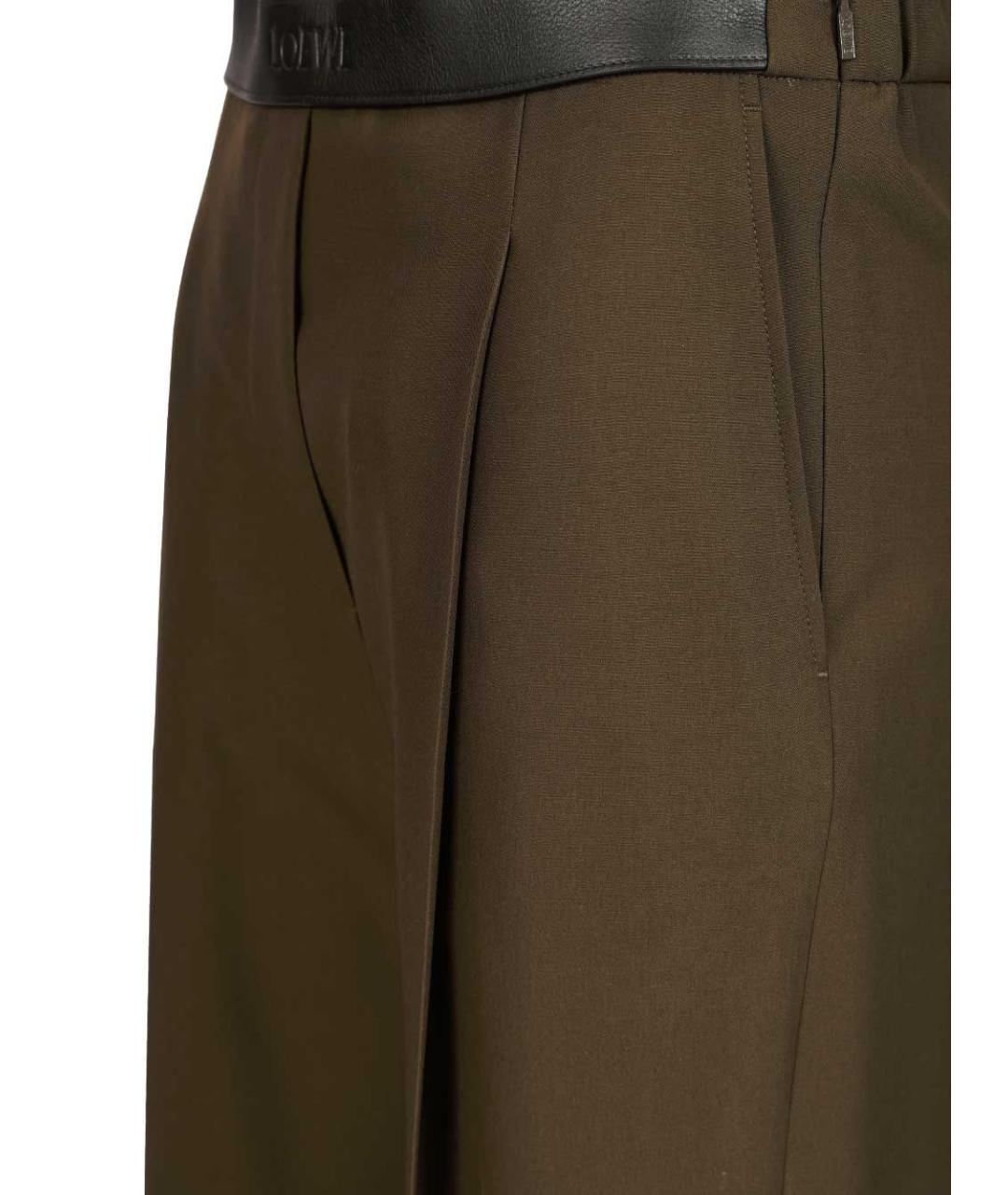 LOEWE Коричневые шерстяные прямые брюки, фото 5