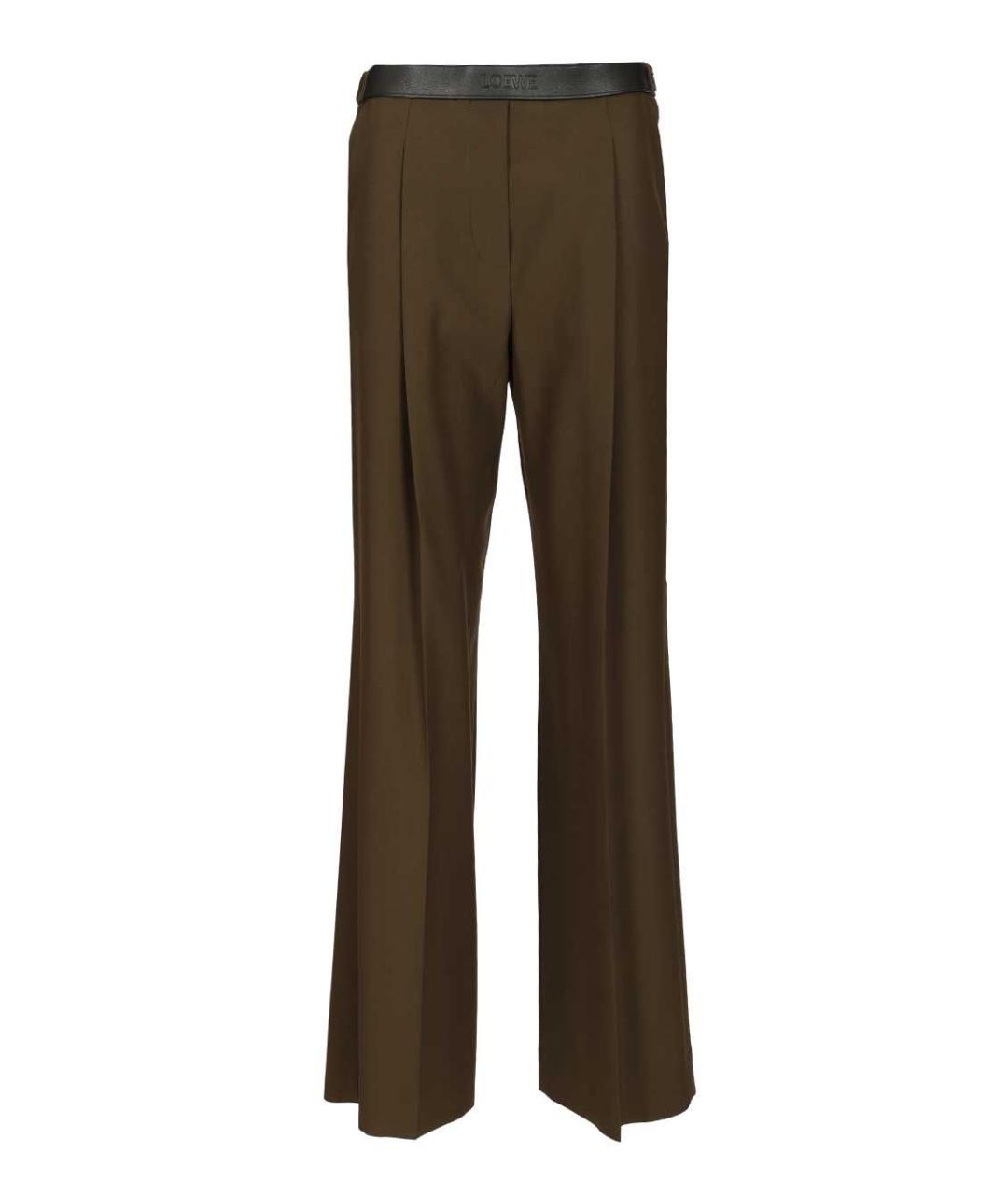 LOEWE Коричневые шерстяные прямые брюки, фото 1