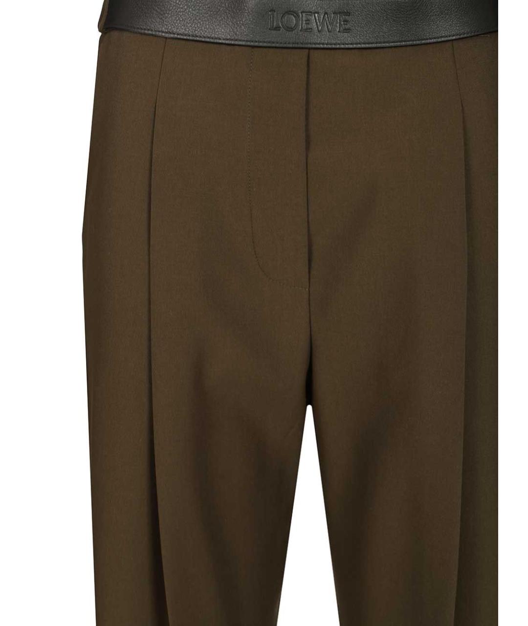 LOEWE Коричневые шерстяные прямые брюки, фото 4