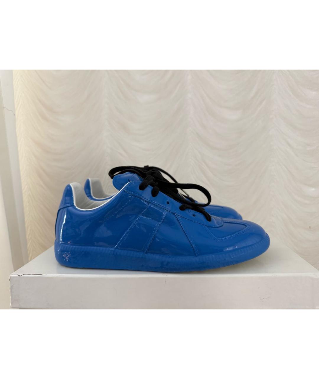 MAISON MARGIELA Синие кроссовки из лакированной кожи, фото 7