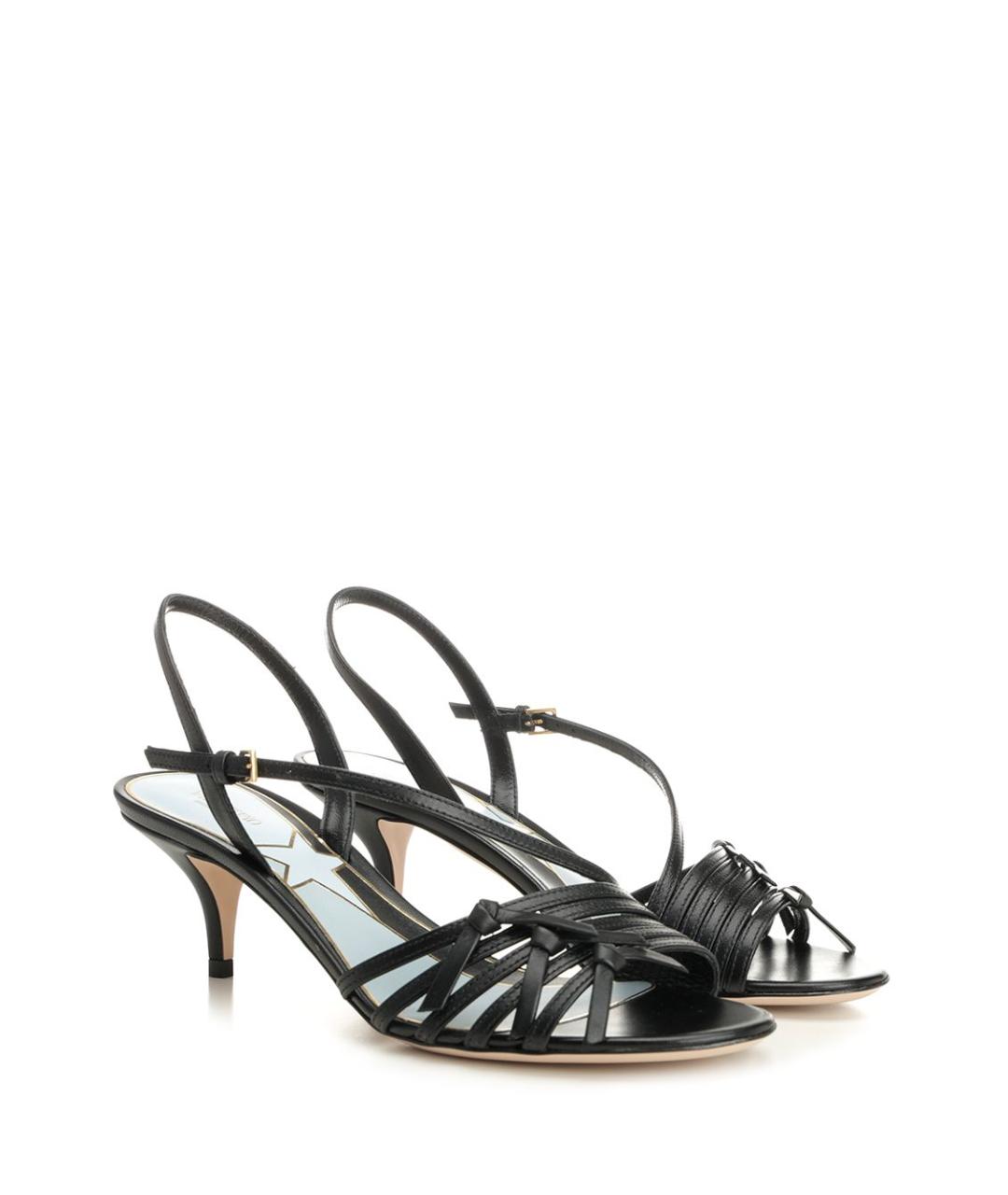 VALENTINO Черные кожаные сандалии, фото 2