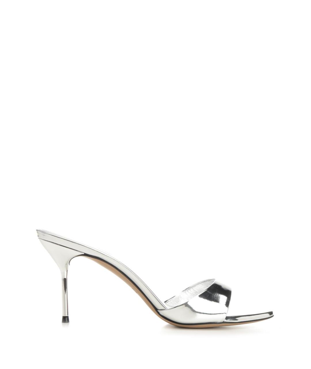 PARIS TEXAS Серебряные кожаные мюли, фото 1