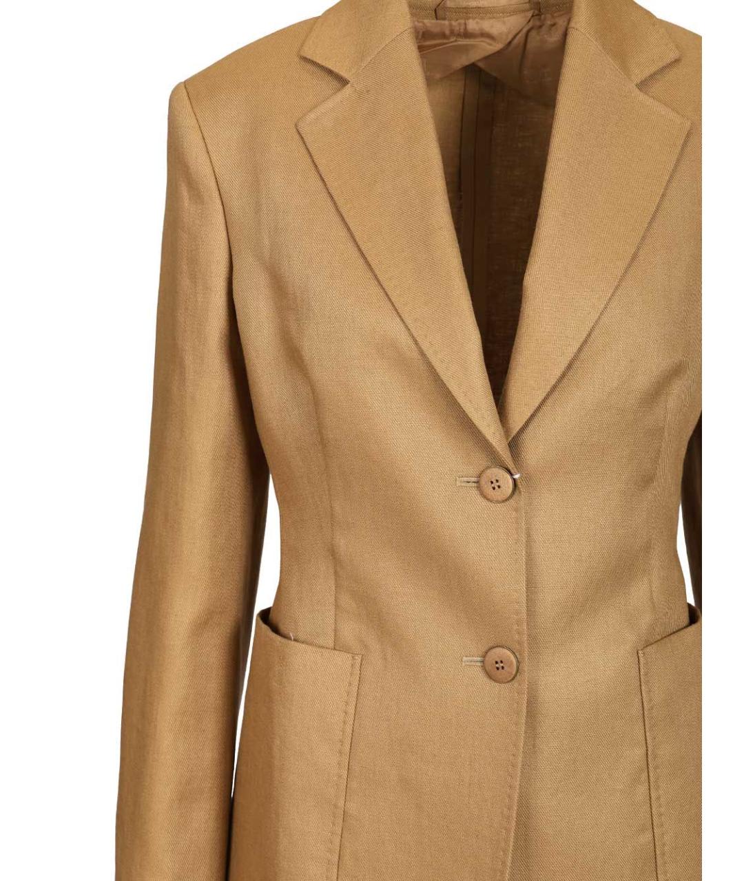 MAX MARA Бежевый льняной жакет/пиджак, фото 3