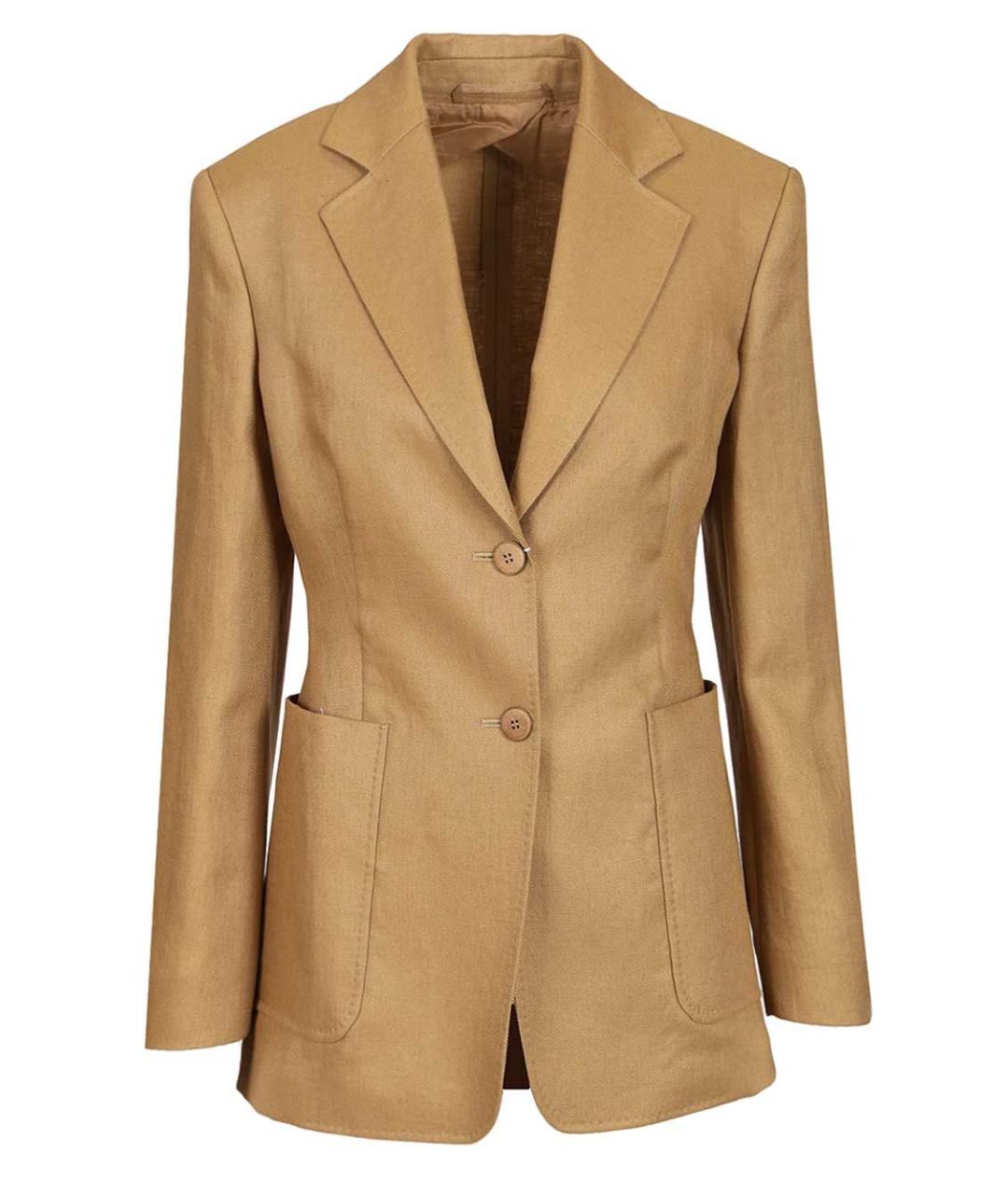 MAX MARA Бежевый льняной жакет/пиджак, фото 5