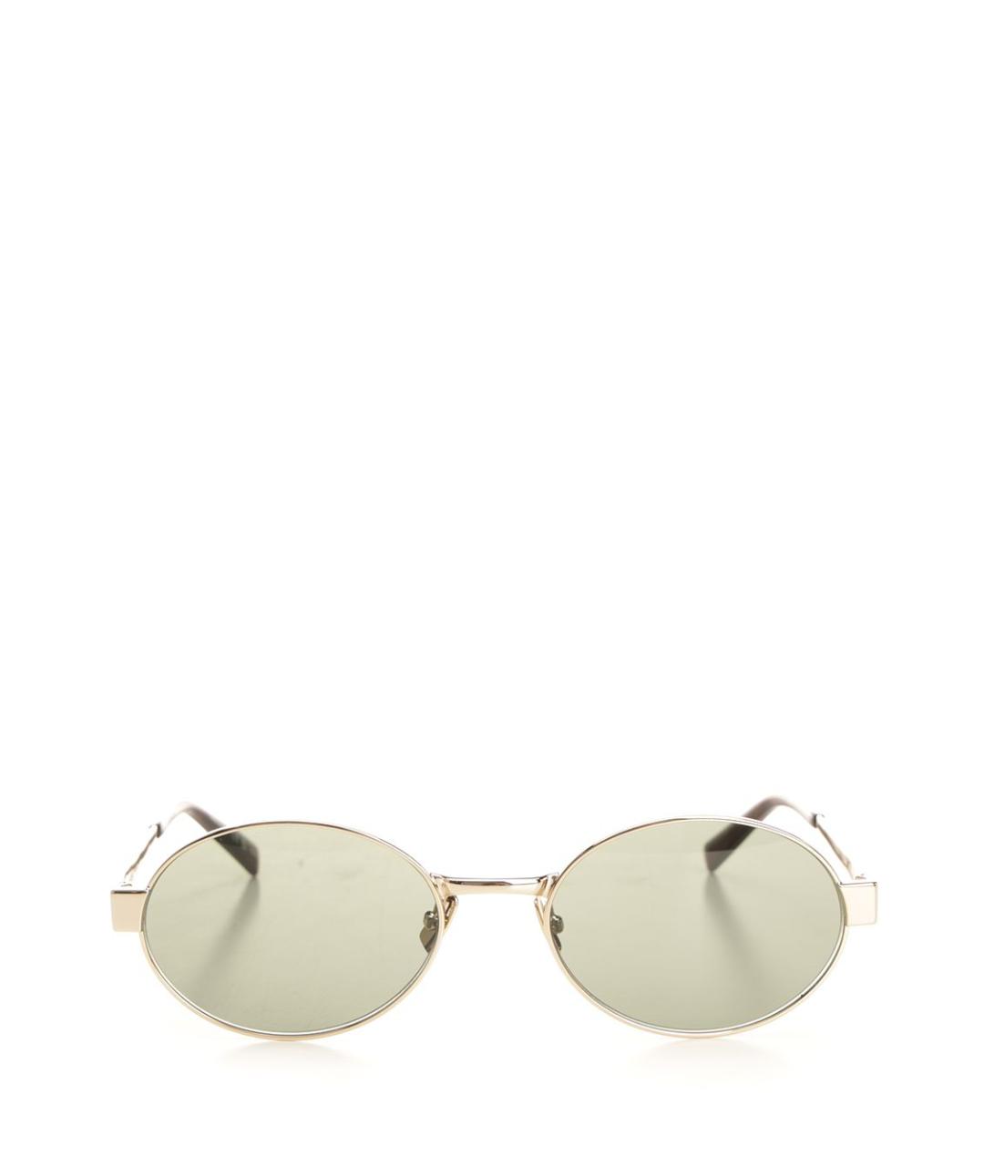 SAINT LAURENT Золотые металлические солнцезащитные очки, фото 1