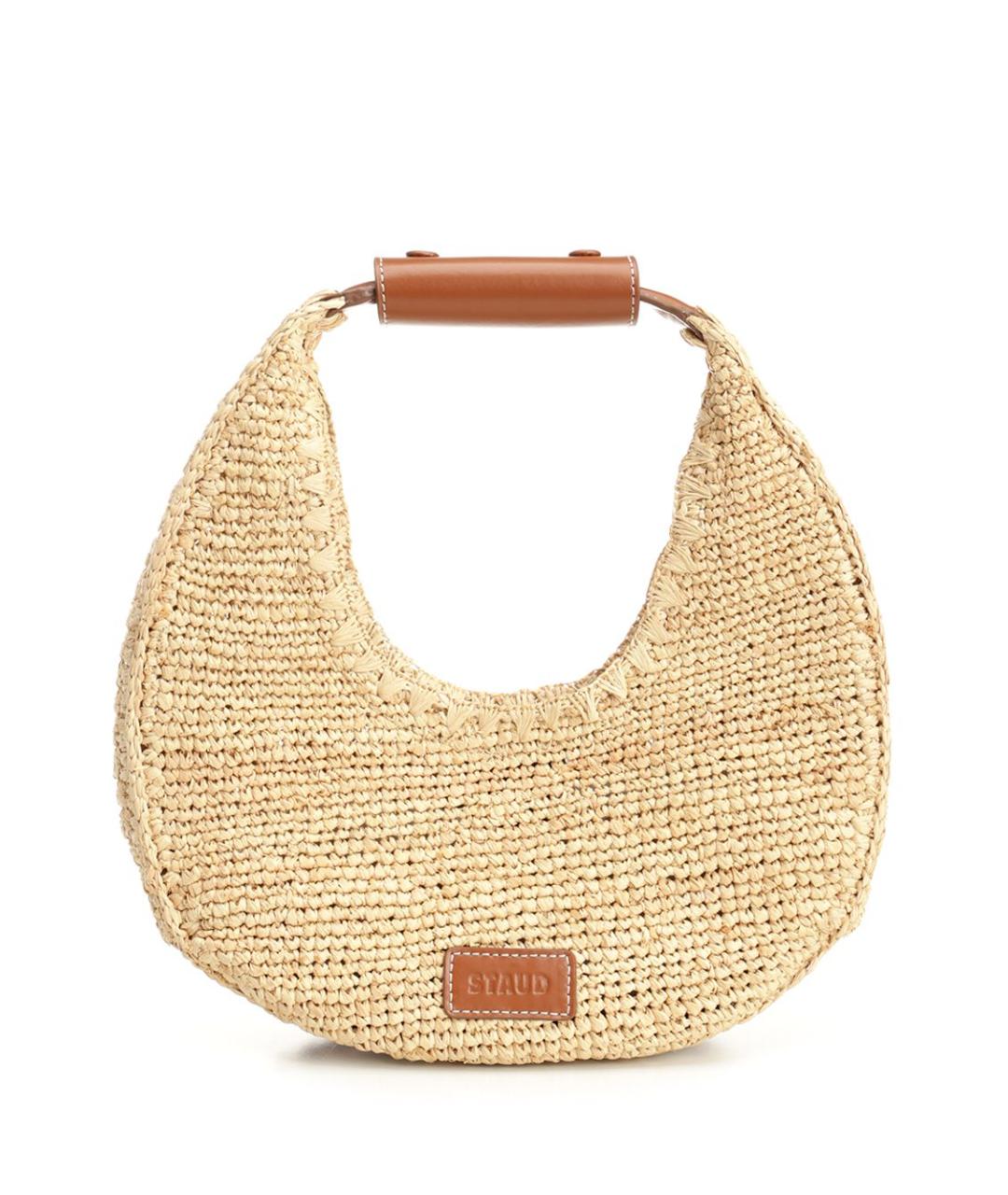 STAUD Бежевая пелетеная сумка с короткими ручками, фото 1