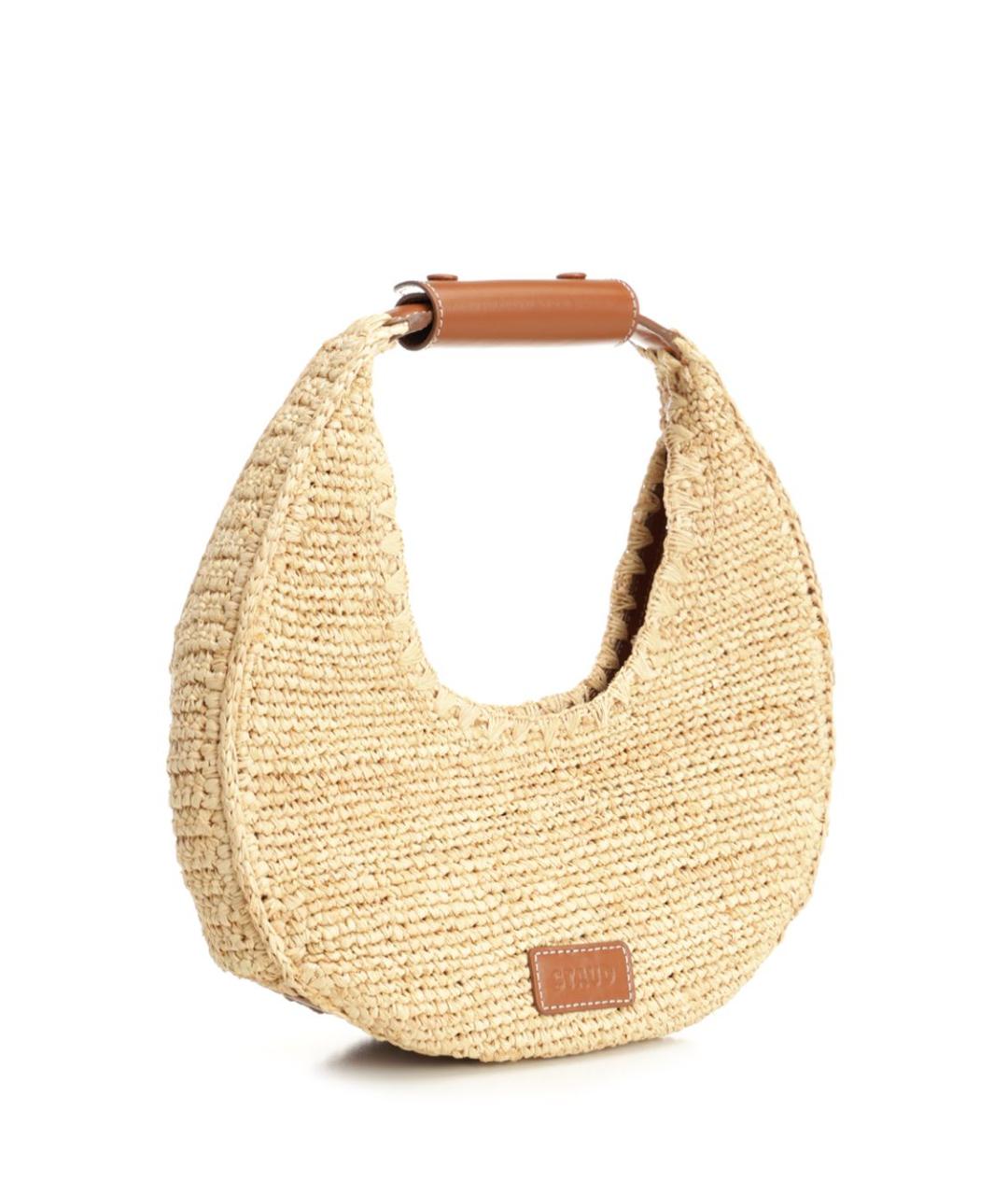 STAUD Бежевая пелетеная сумка с короткими ручками, фото 2