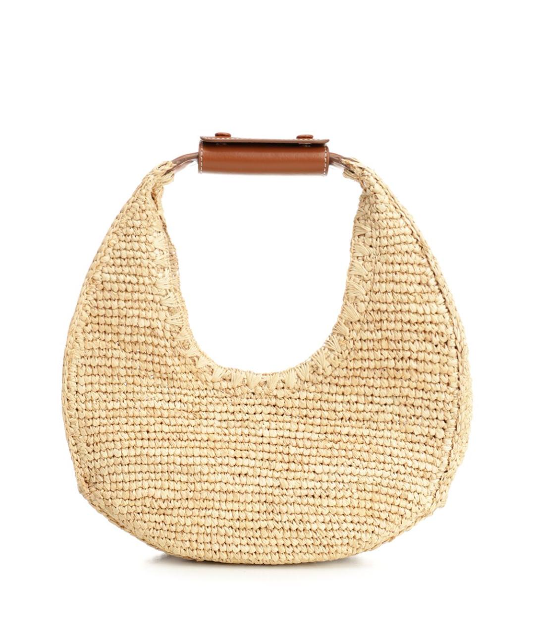 STAUD Бежевая пелетеная сумка с короткими ручками, фото 3