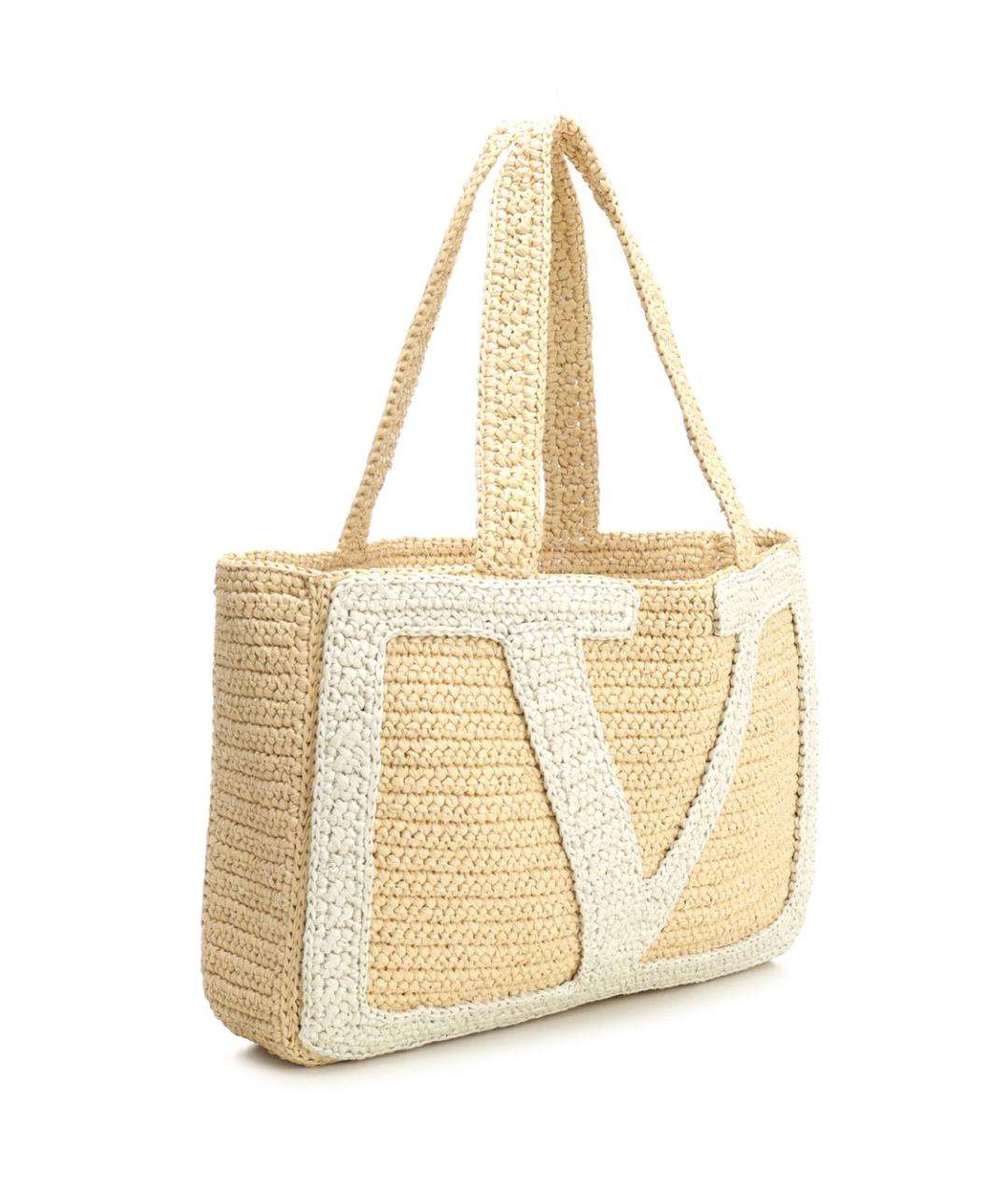 VALENTINO Бежевая пелетеная сумка тоут, фото 2