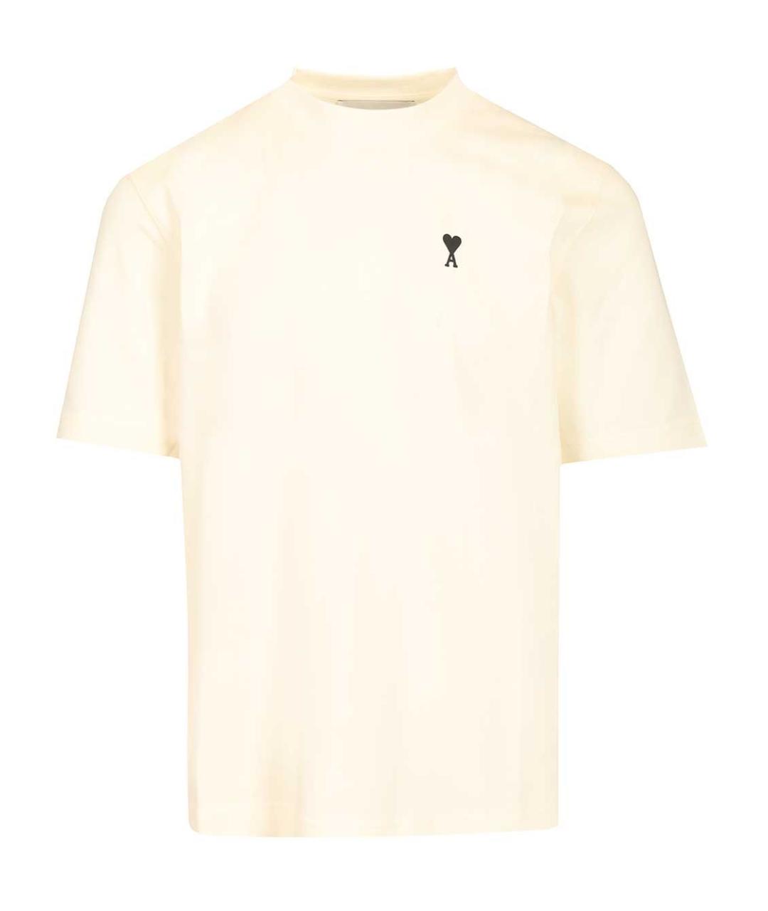 Ami Paris Бежевая хлопковая футболка, фото 1