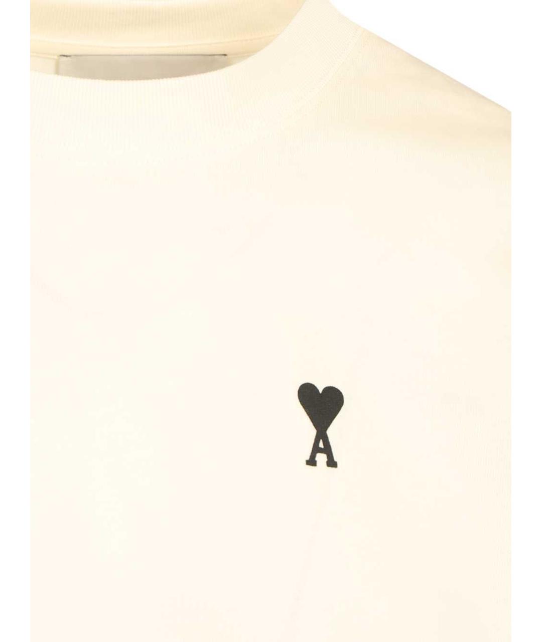 Ami Paris Бежевая хлопковая футболка, фото 3