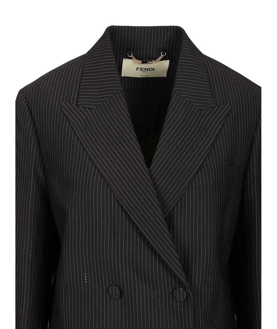 FENDI Темно-синий шерстяной жакет/пиджак, фото 3