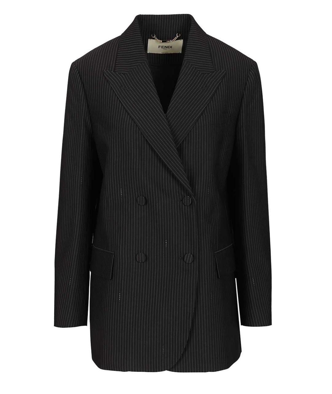 FENDI Темно-синий шерстяной жакет/пиджак, фото 1
