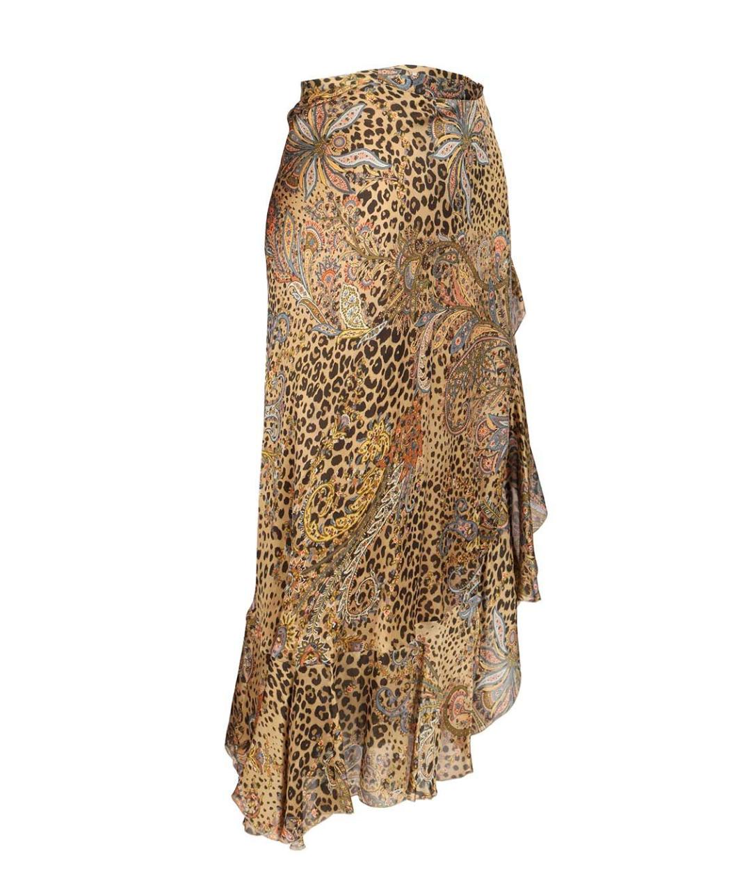 ETRO Коричневая шелковая юбка миди, фото 3