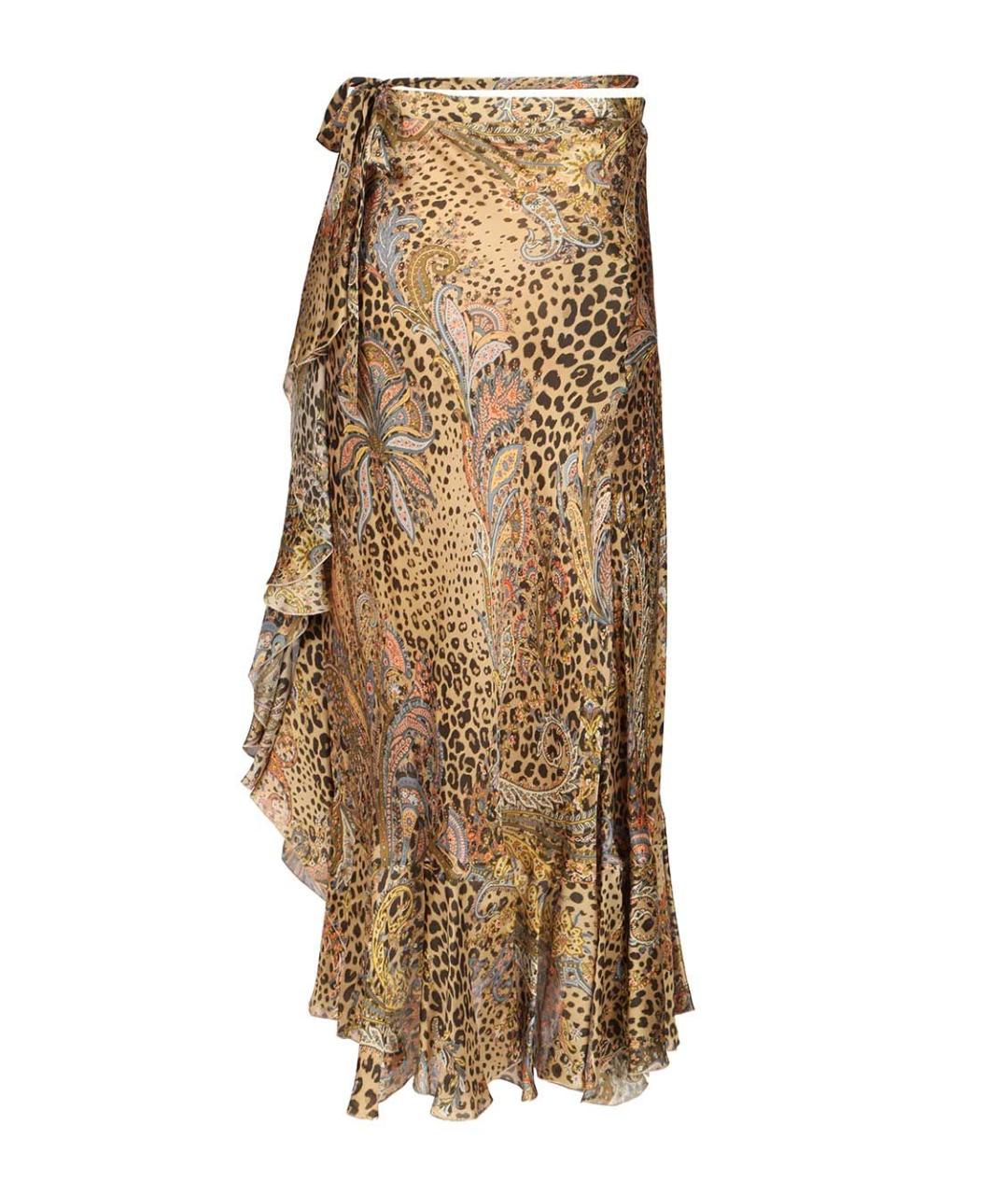 ETRO Коричневая шелковая юбка миди, фото 2