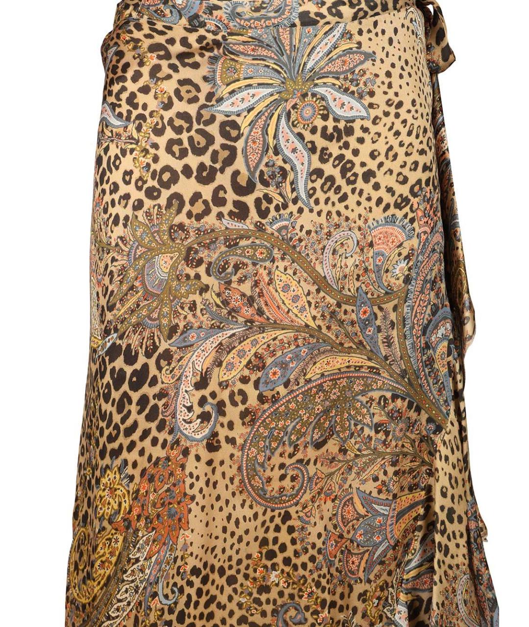 ETRO Коричневая шелковая юбка миди, фото 4