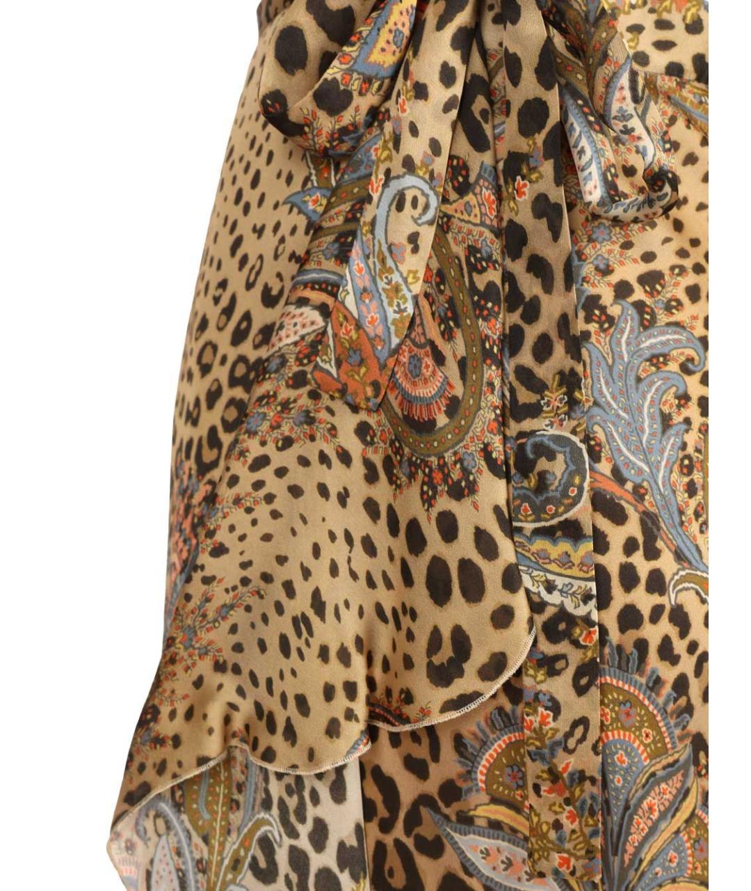 ETRO Коричневая шелковая юбка миди, фото 5