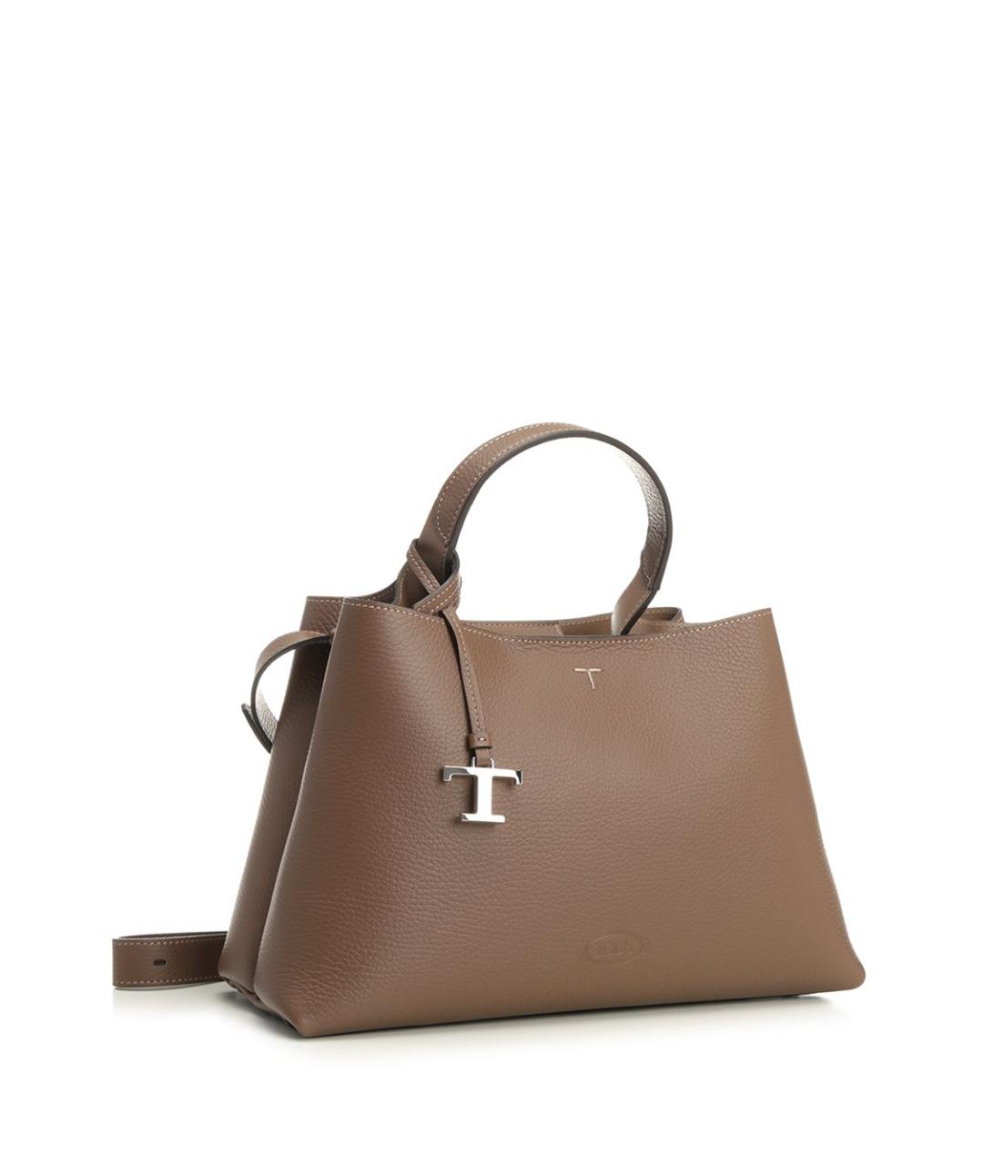 TOD'S Коричневая кожаная сумка тоут, фото 2