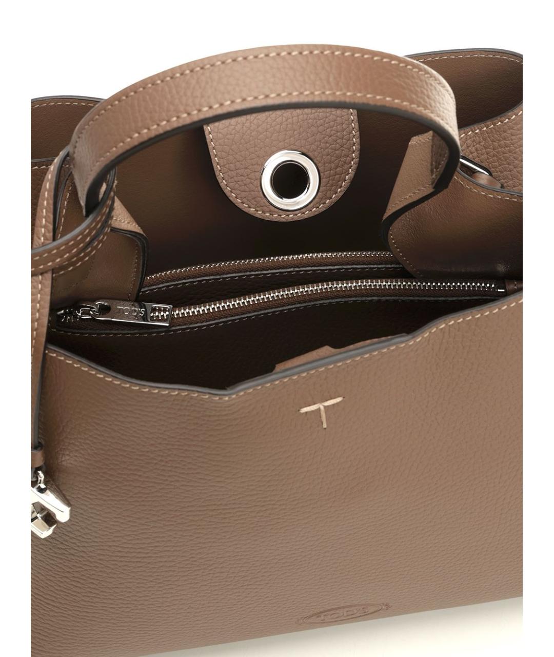 TOD'S Коричневая кожаная сумка тоут, фото 4