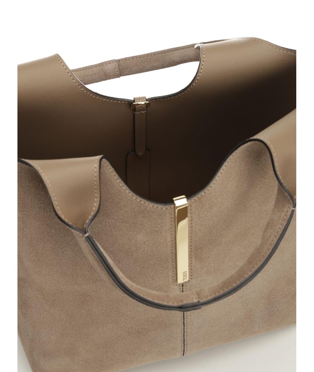TOD'S Бежевая замшевая сумка тоут, фото 4