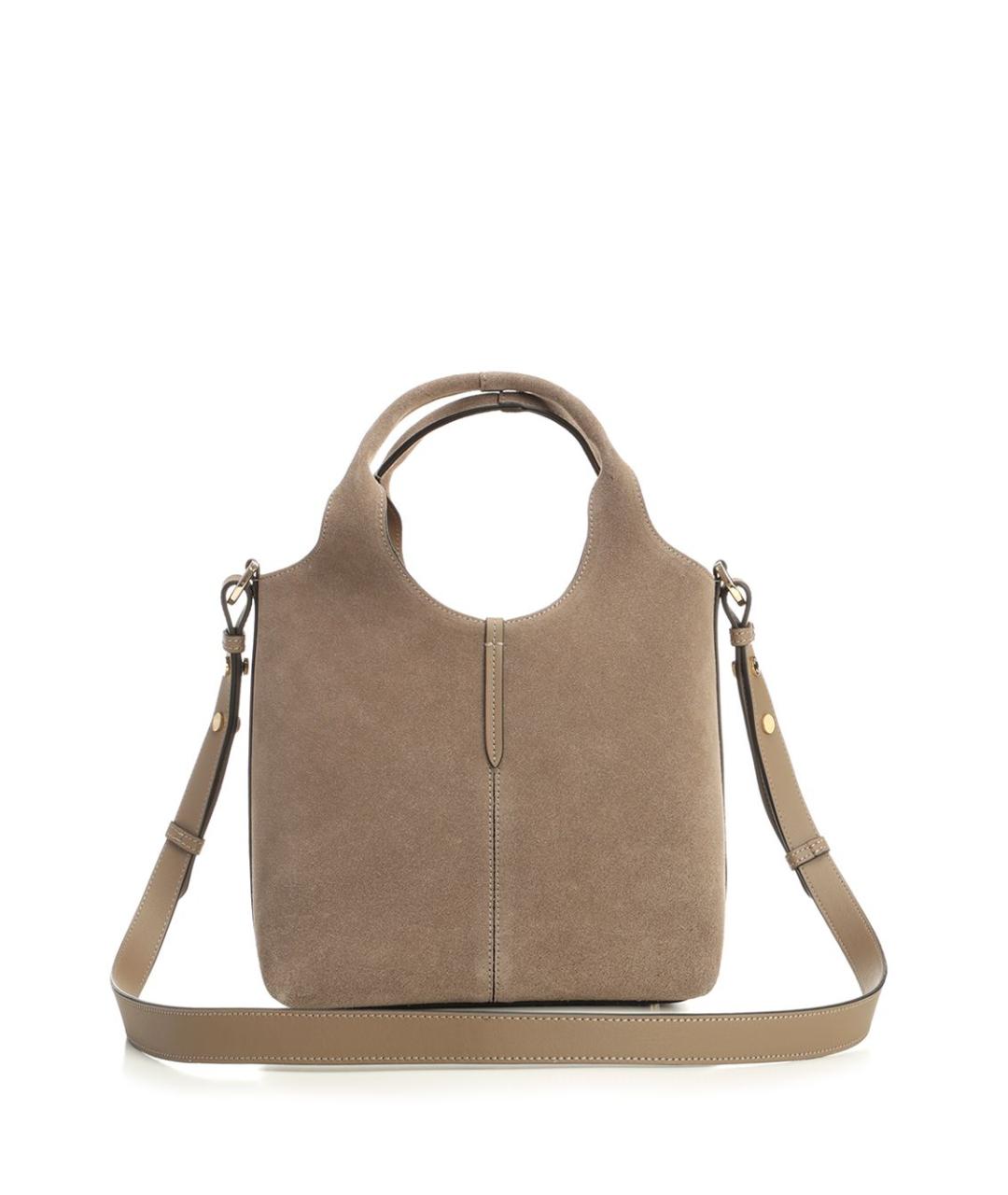 TOD'S Бежевая замшевая сумка тоут, фото 3