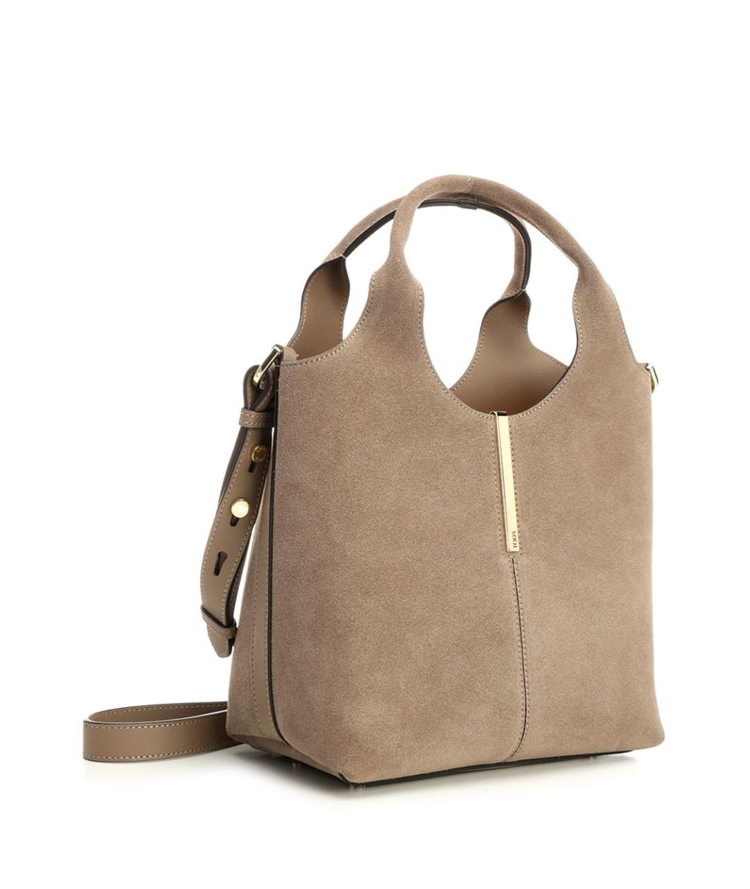 TOD'S Бежевая замшевая сумка тоут, фото 2