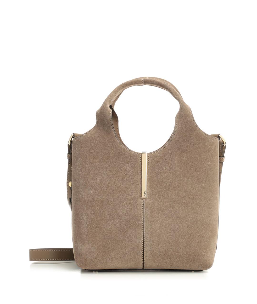 TOD'S Бежевая замшевая сумка тоут, фото 1