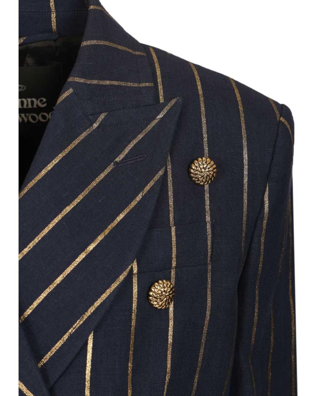 VIVIENNE WESTWOOD Темно-синий льняной жакет/пиджак, фото 5