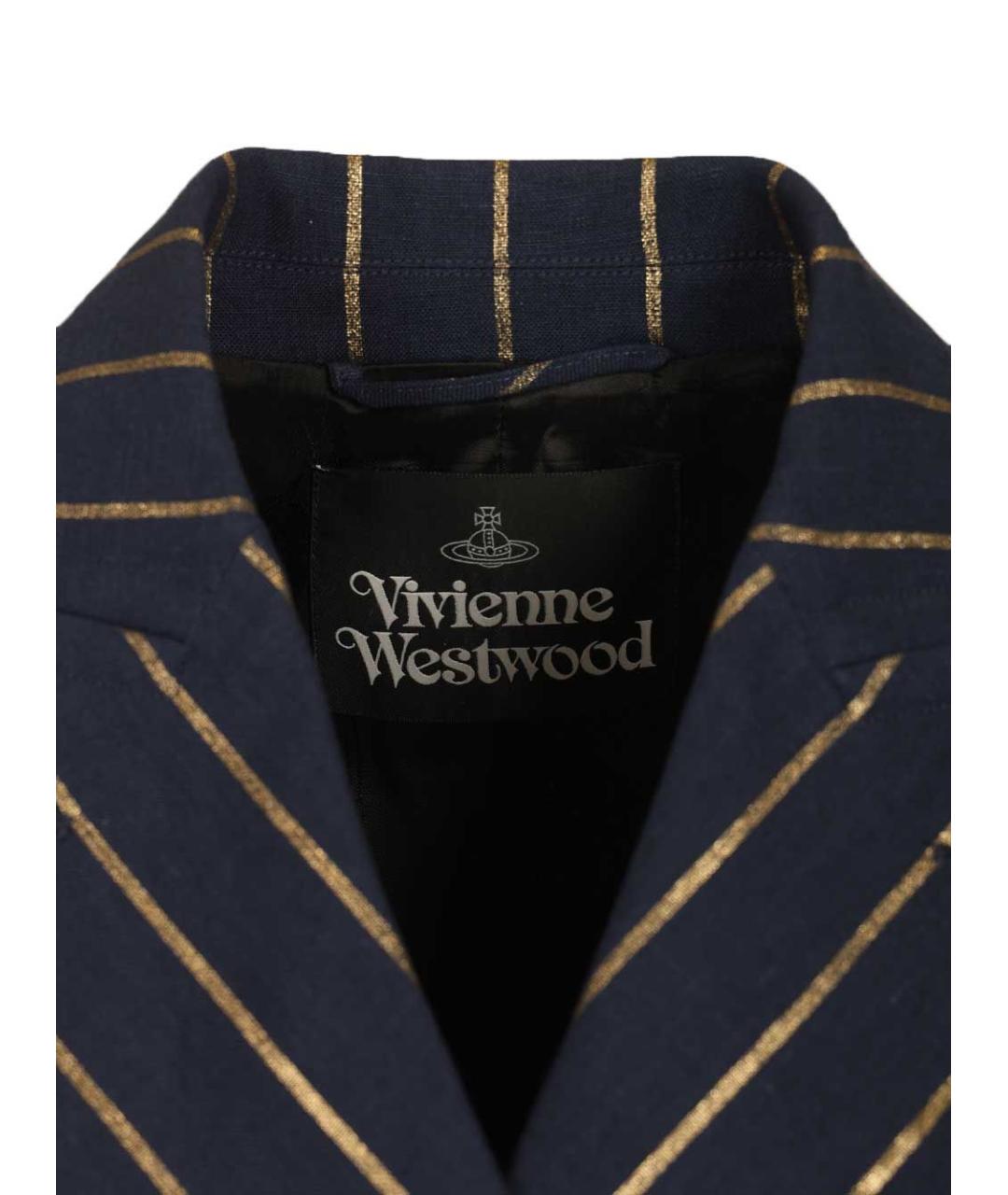 VIVIENNE WESTWOOD Темно-синий льняной жакет/пиджак, фото 4