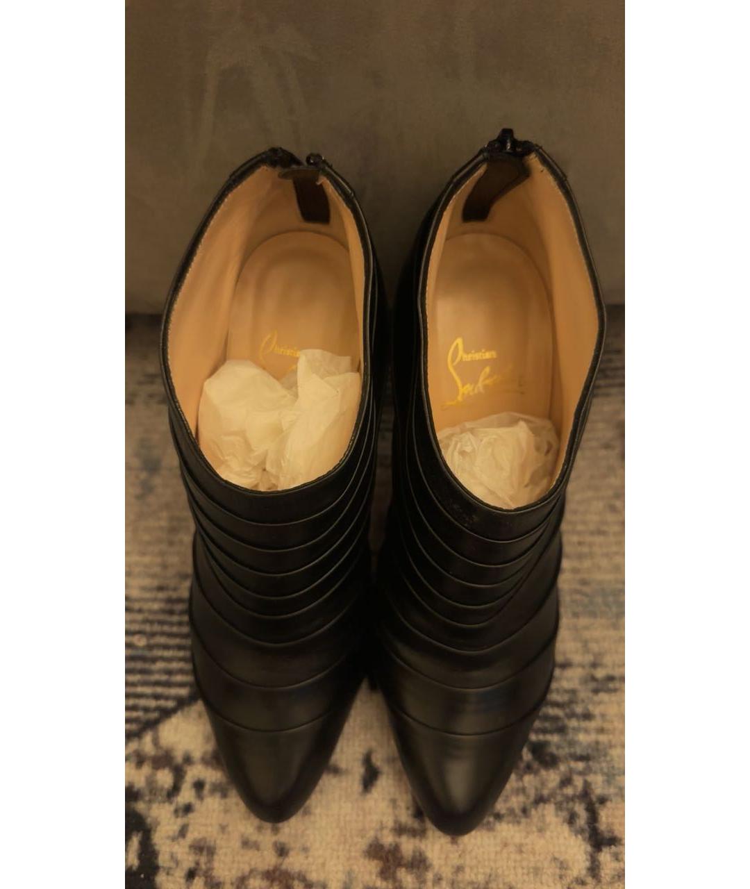 CHRISTIAN LOUBOUTIN Черные кожаные ботильоны, фото 2