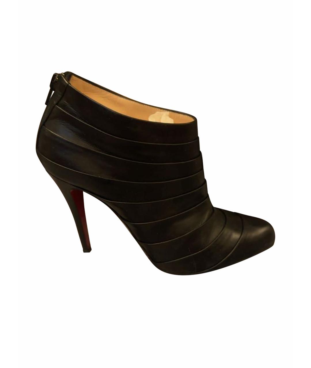 CHRISTIAN LOUBOUTIN Черные кожаные ботильоны, фото 1