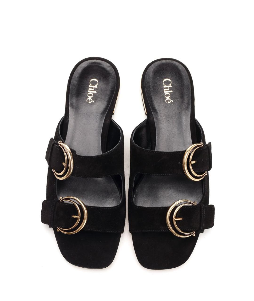 CHLOE Черные замшевые шлепанцы, фото 4