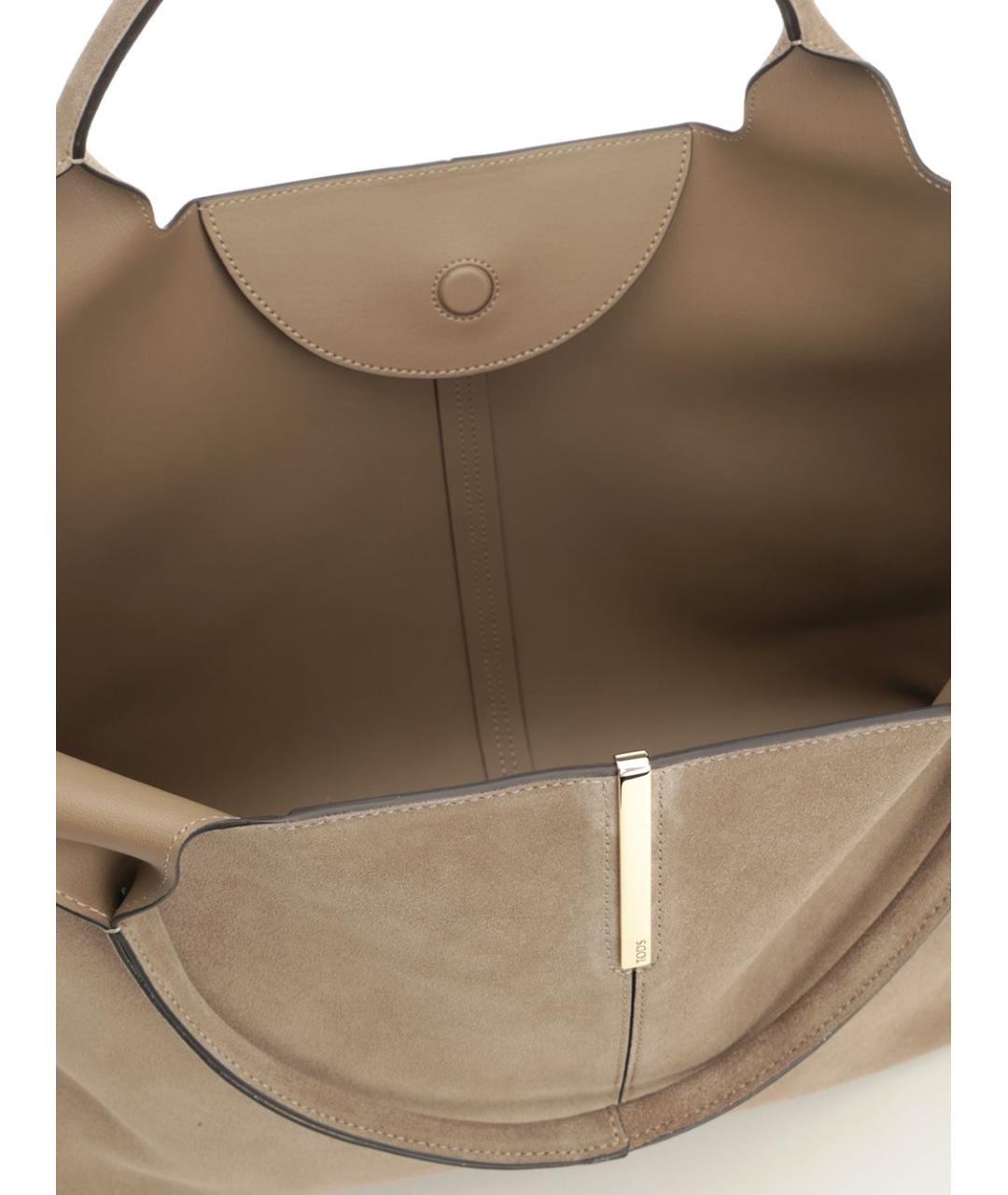 TOD'S Бежевая замшевая сумка тоут, фото 4