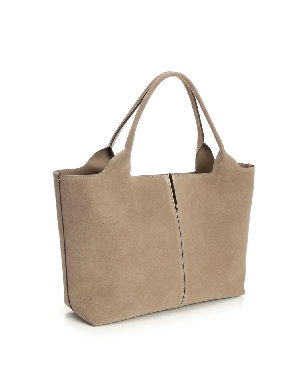 TOD'S Бежевая замшевая сумка тоут, фото 2