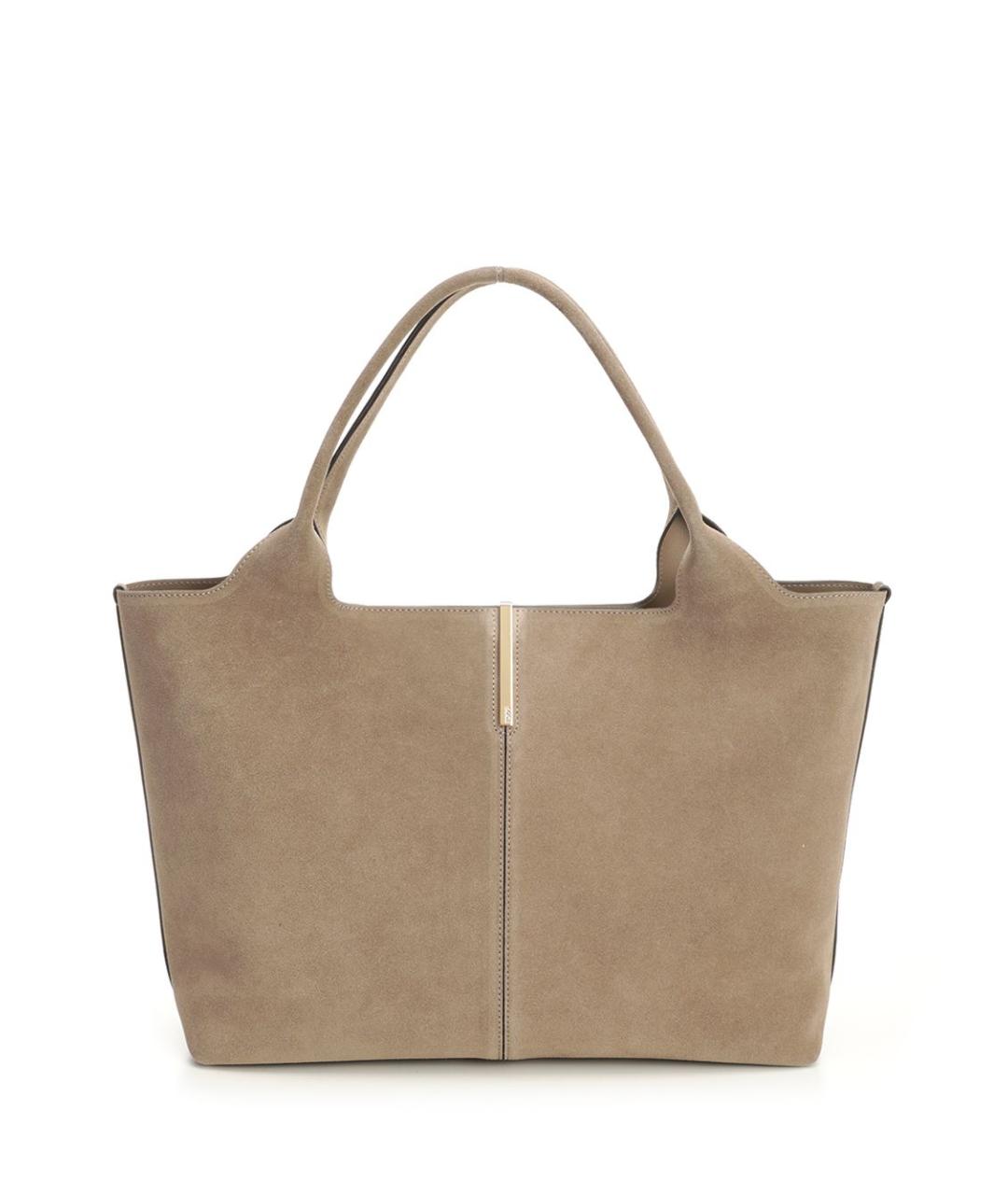 TOD'S Бежевая замшевая сумка тоут, фото 1