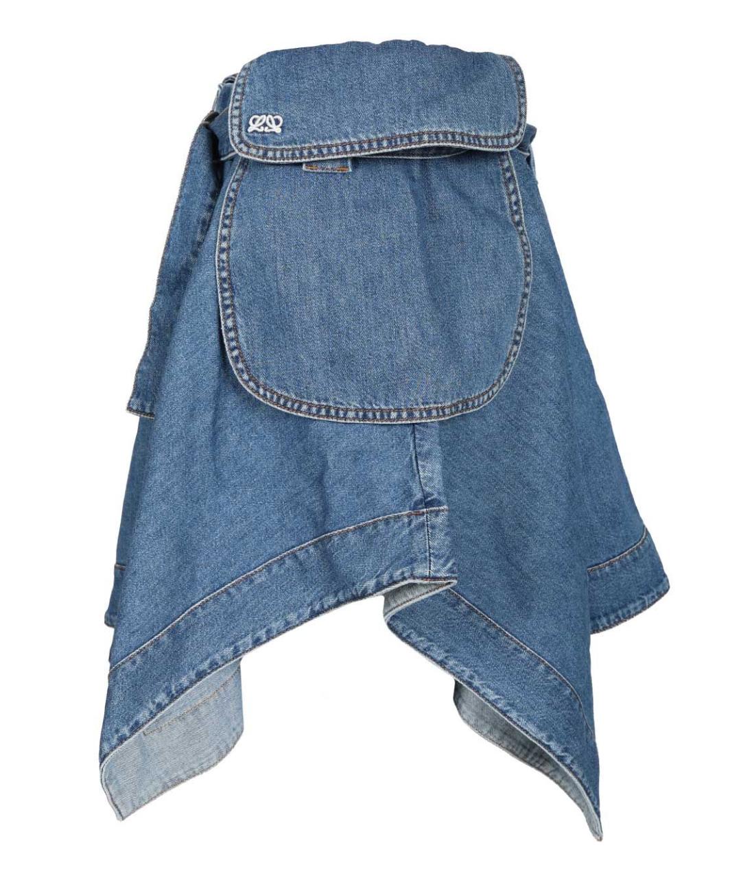 LOEWE Голубая хлопковая юбка мини, фото 3