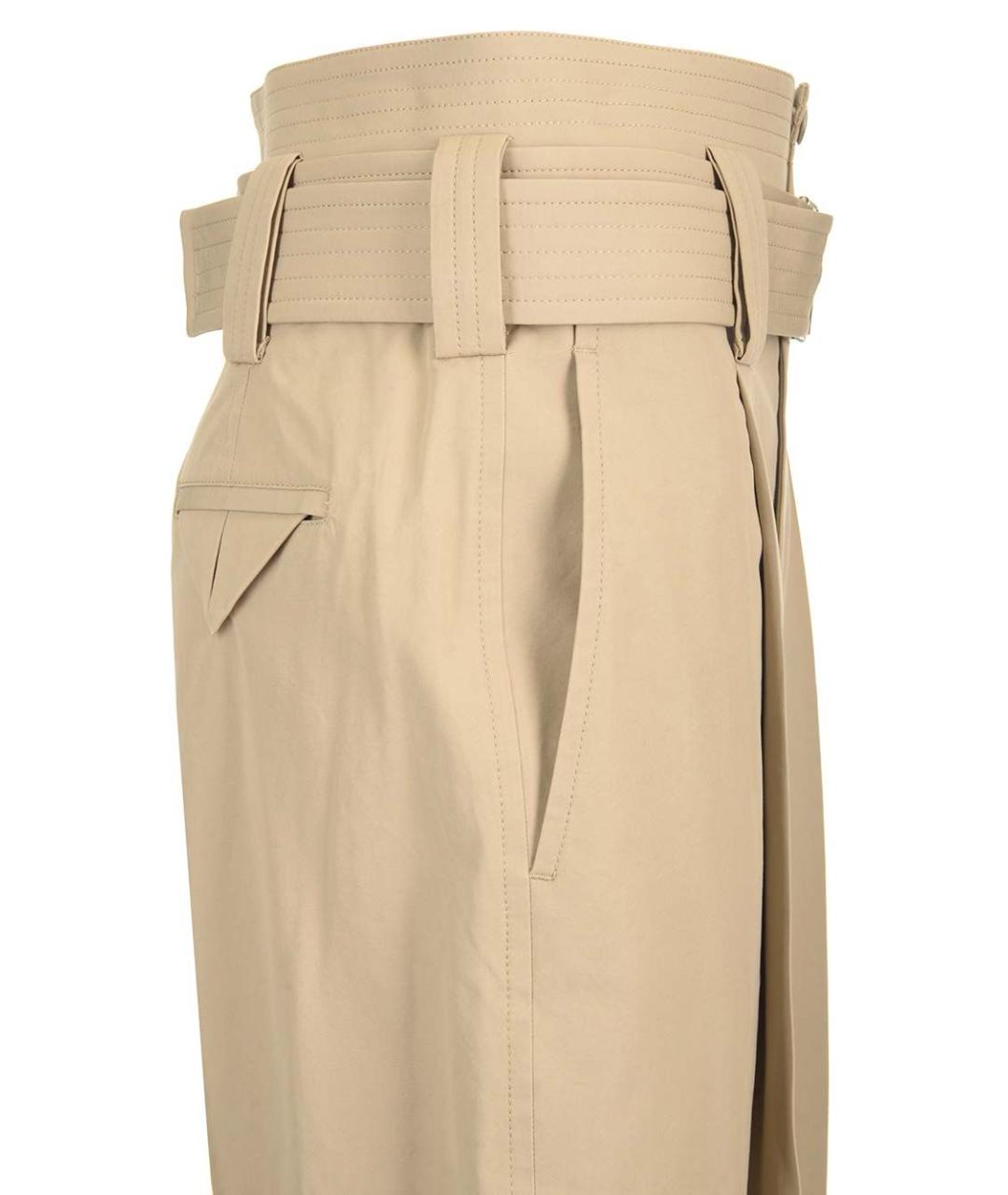 BOTTEGA VENETA Бежевые хлопковые прямые брюки, фото 6