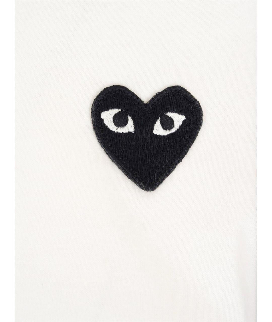 COMME DES GARÇONS PLAY Белая хлопковая футболка, фото 3