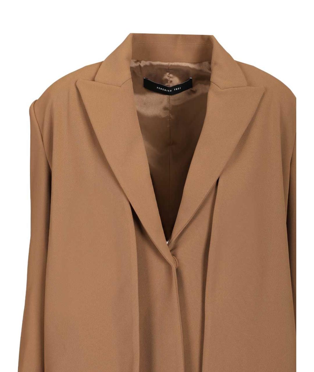 FEDERICA TOSI Коричневый полиэстеровый жакет/пиджак, фото 5