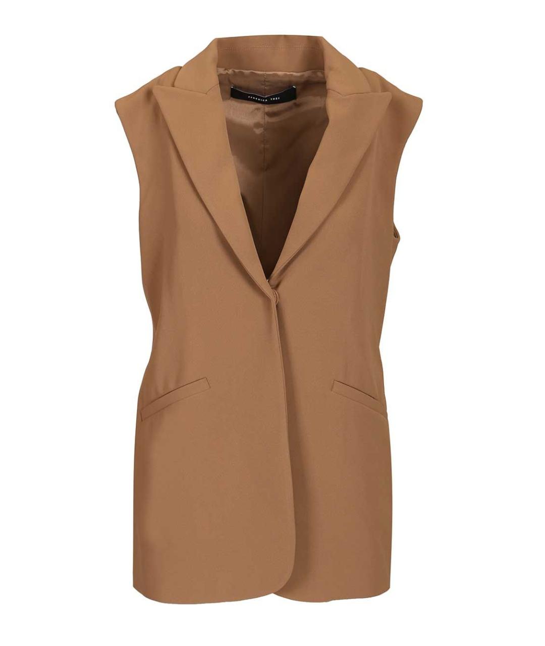 FEDERICA TOSI Коричневый полиэстеровый жакет/пиджак, фото 4