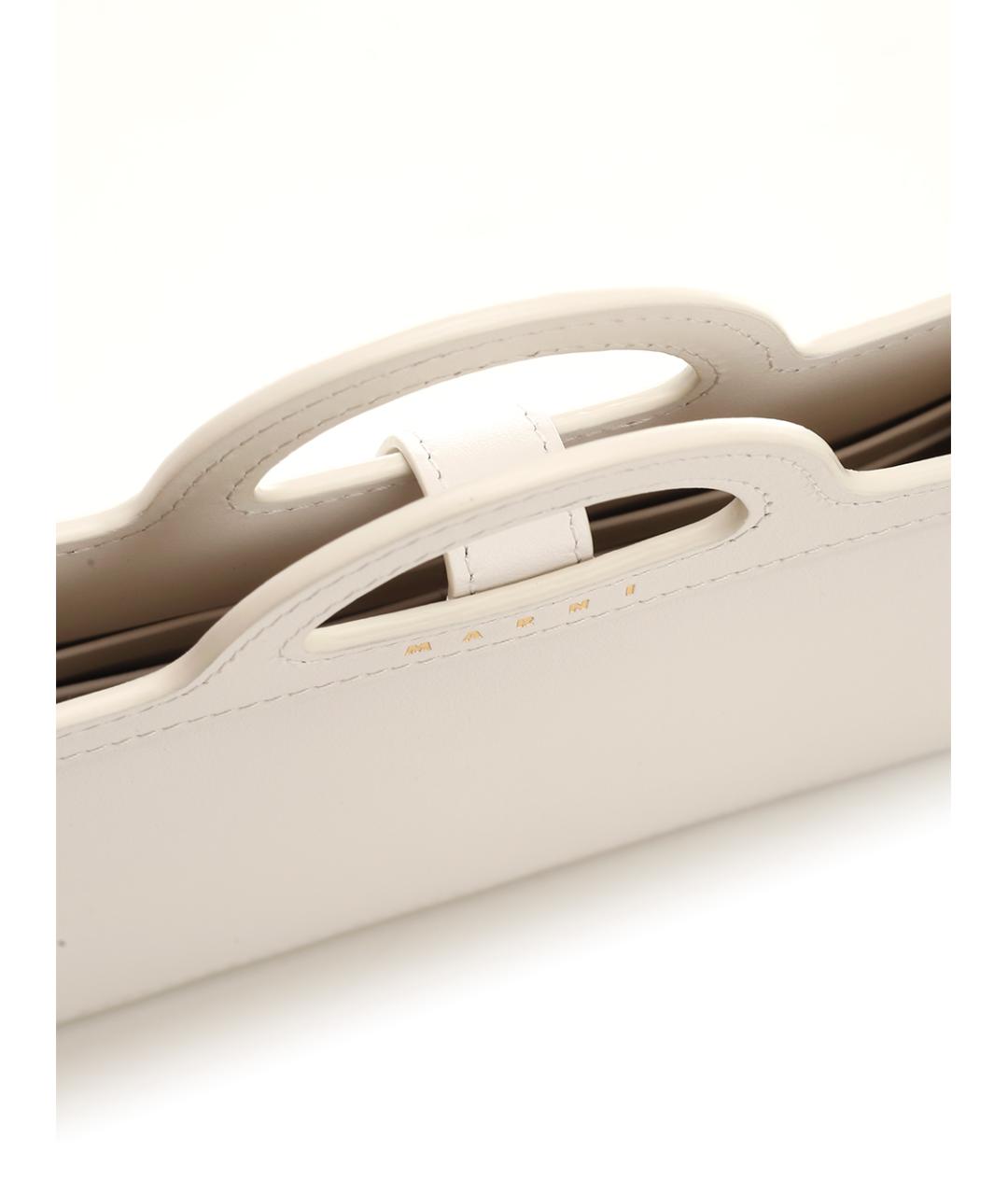 MARNI Белая кожаная сумка с короткими ручками, фото 6